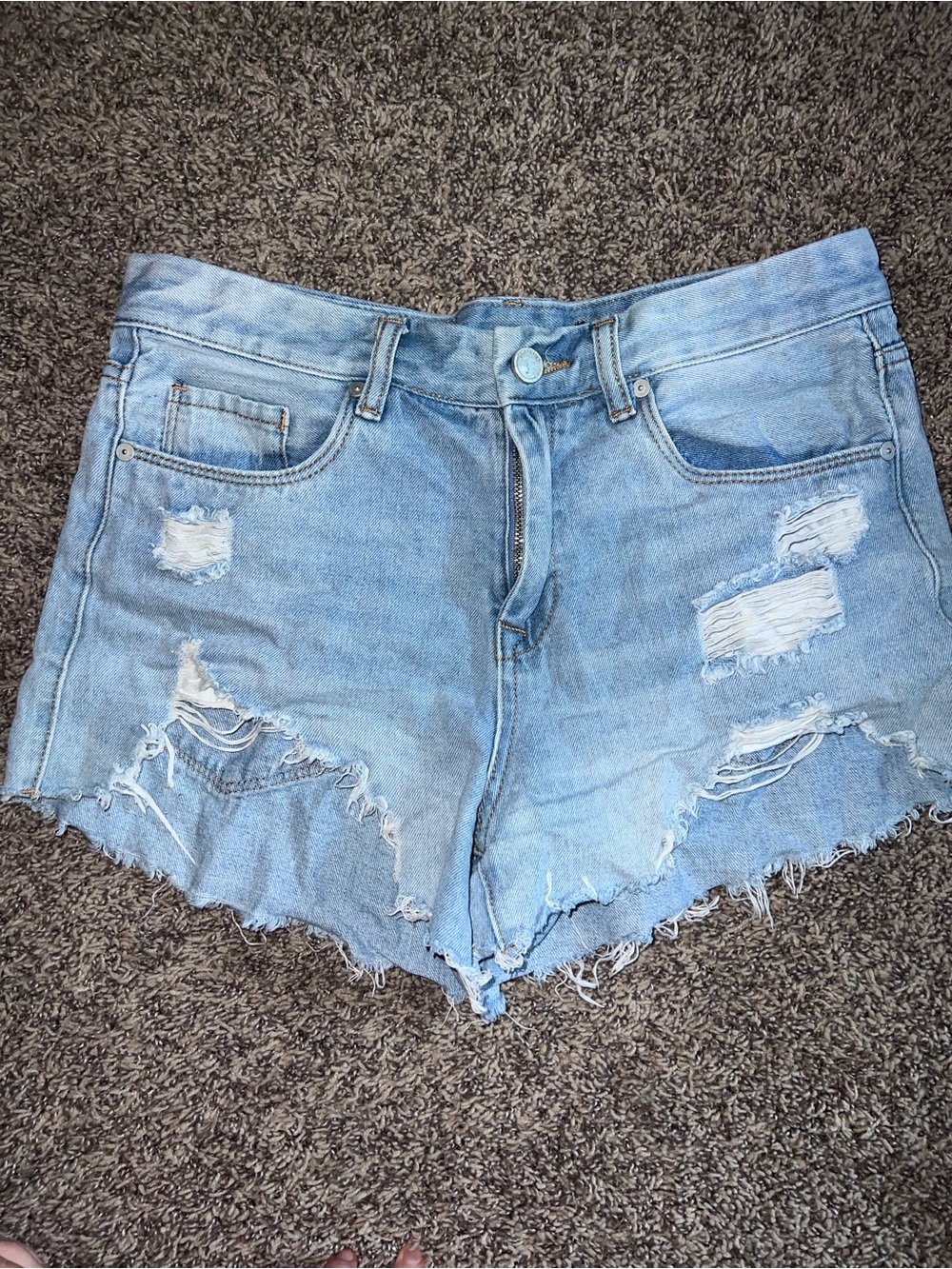 Blank NYC Light Blue Distressed Denim Cutoff Shorts